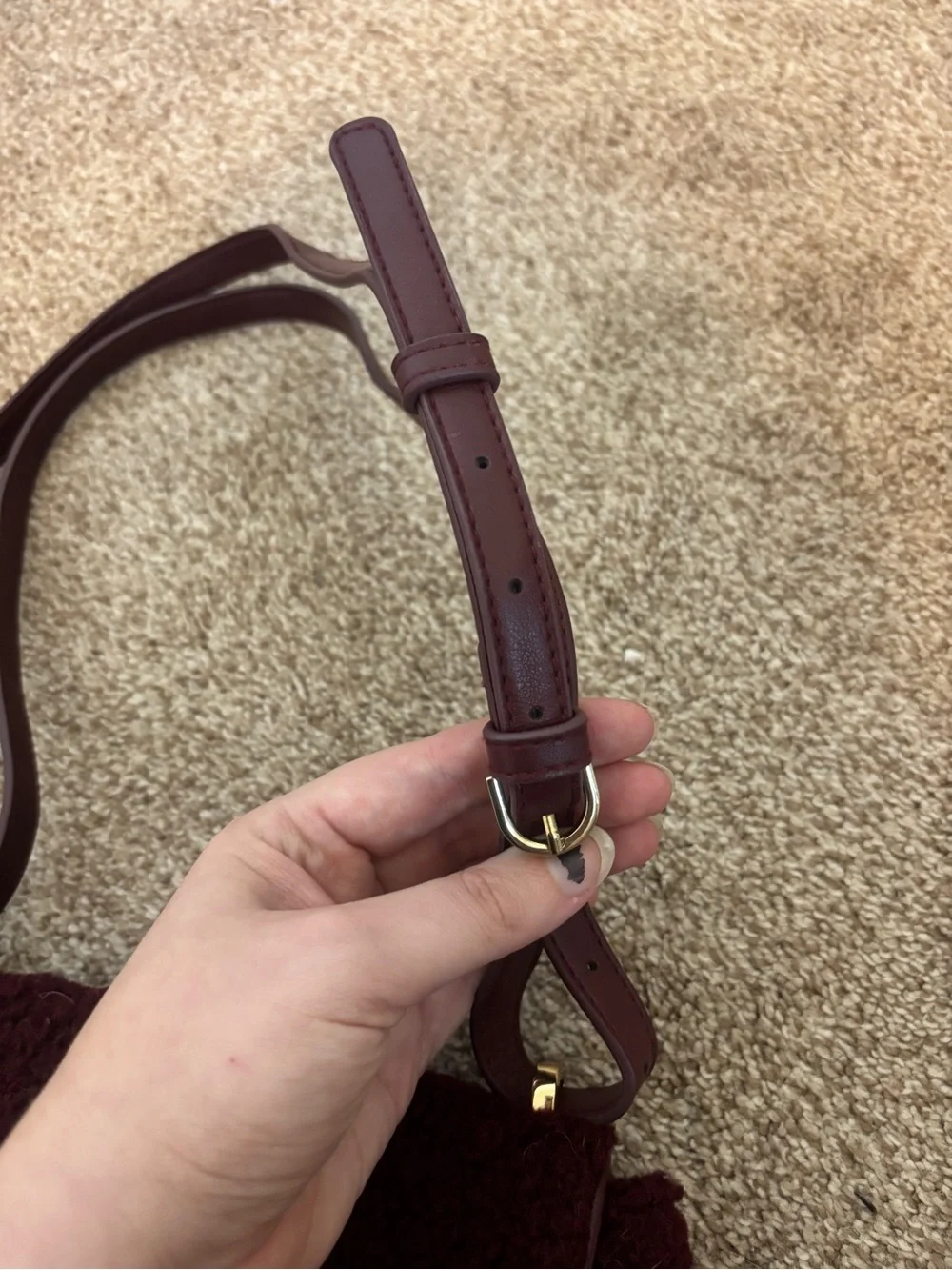 Plush Crossbody Bag in Burgundy - Women's Shoulder Bag A New Day Target